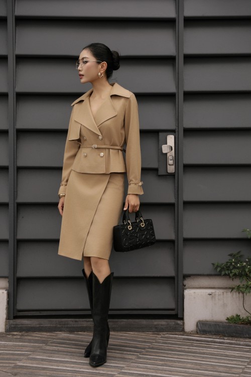 Sixdo Brown Woven Coat